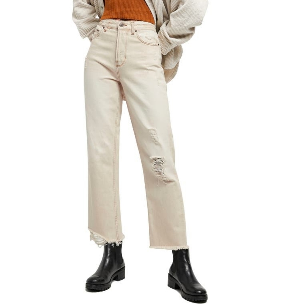 BDG Tan Pax Raw Hem Ripped High Waist Jeans 28